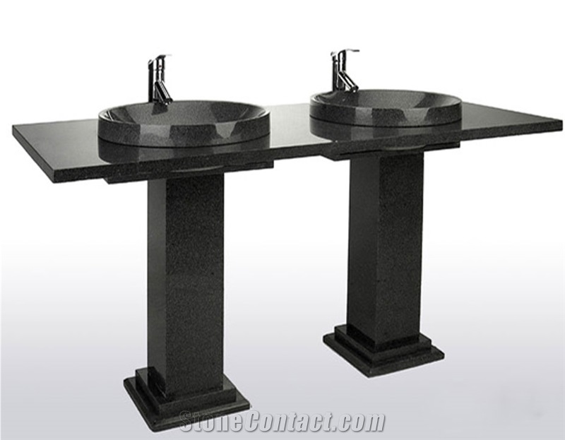 Menggu Black Basalt Pedestal Sink