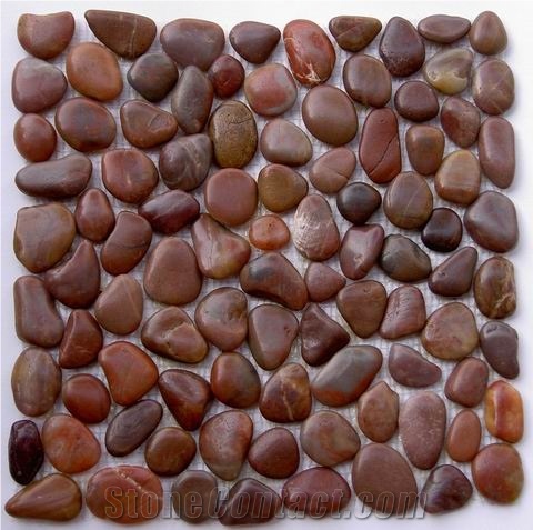 Polished Brown Pebble Mosaic Tile