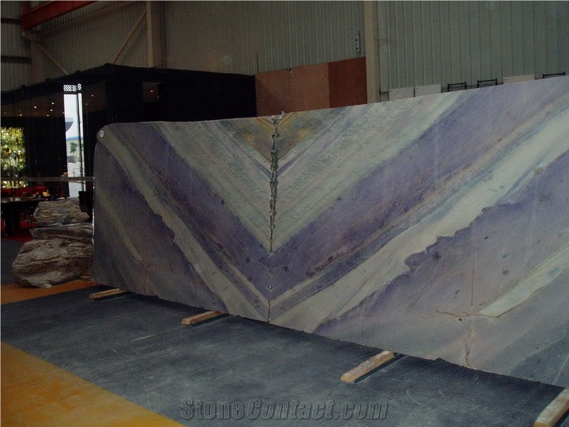 Azul Imperial Quartzite Slab, Brazil Blue Quartzite