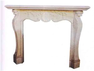 Beige Marble Fireplace Mantel