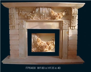 Beige Marble Fireplace