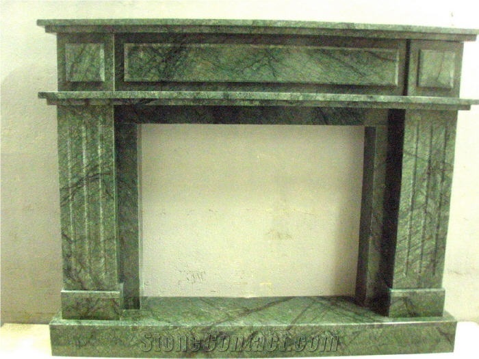 Verde Guatemala Marble Fireplace, Green Marble