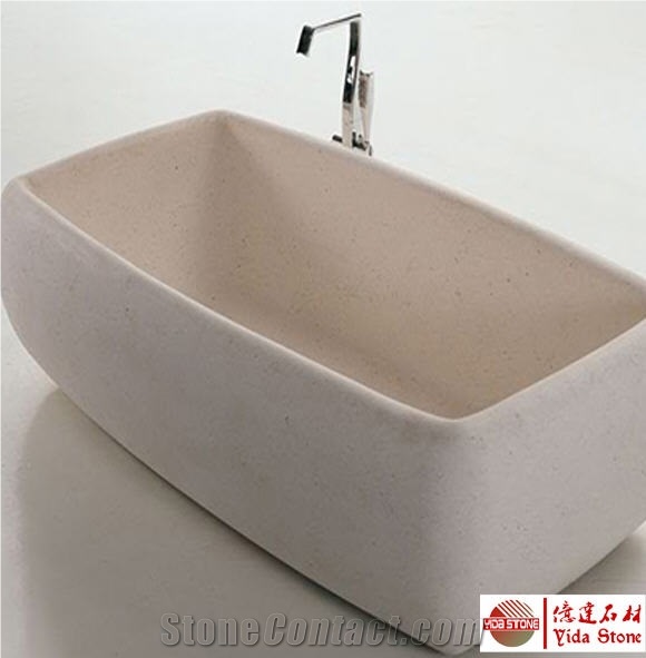 Cream - White Limestone Bath Tub