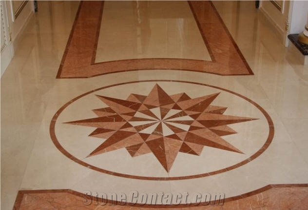 Alicante Red Marble Water Jet Medallion