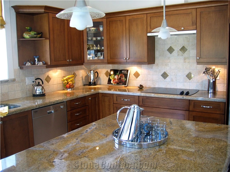 Counter Top And Island In Yellow River Granite From Canada