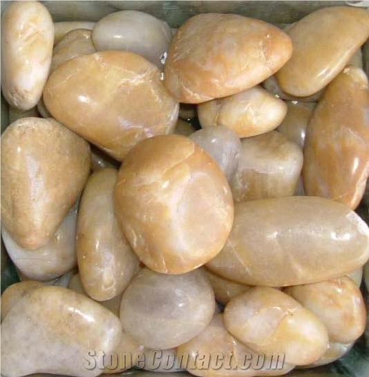 Yellow Marble Polished Pebble Stone