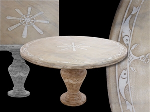Beige Marble Round Table Top Furniture