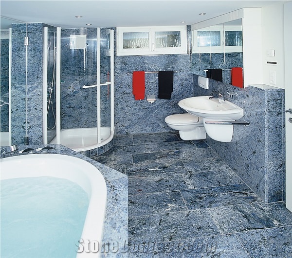 Azul Bahia Bathroom, Blue Granite Bath Design