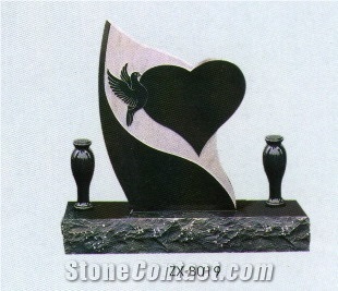 Zx China Pearl Black Granite Gravestone,Heart Monument