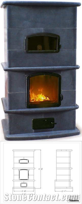 Soapstone Masonry Heater, Mariana Grey Soapstone
