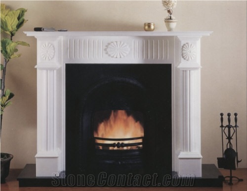 Victorian Fireplace Mantel in White Marble