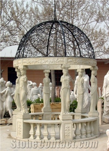 White Marble Sculptured Gazebo,Pavilions