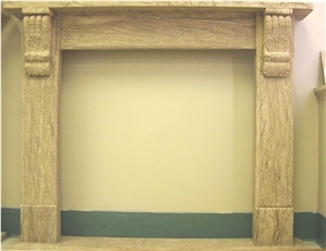 Beige Sandstone Fireplace Mantel