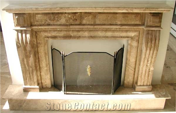Brown Travertine Fireplace Mantel
