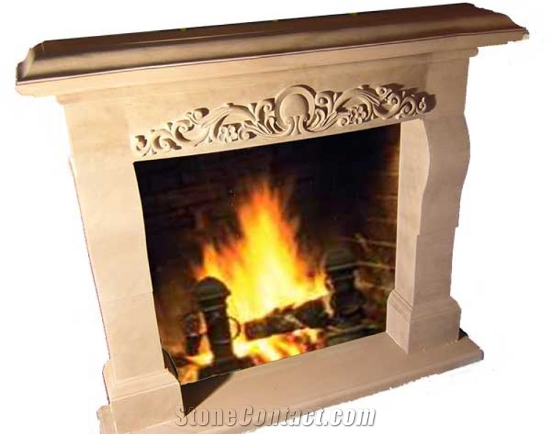 Beige Sandstone Carved Fireplaces
