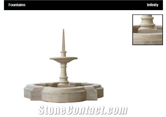 Infinity Fountain with Botticino Classico Marble, Botticino Classico Beige Marble Fountain