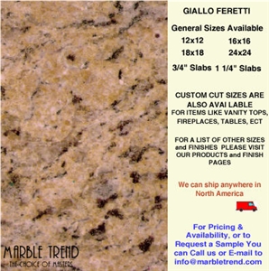 Giallo Feretti Granite, Giallo Fiorito Granite Slabs & Tiles