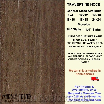 Noce Travertine Tile, Turkey Brown Travertine
