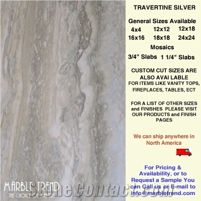 Silver Travertine Tiles, Turkey Grey Travertine