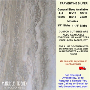 Silver Travertine Tiles, Turkey Grey Travertine