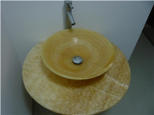 Honey Onyx Wash Basins, Round Sinks