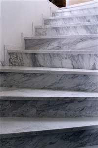Semi White Marble Stairs, Volax White Marble Stairs