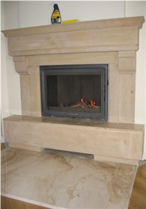 Breccia Sarda Limestone Fireplace