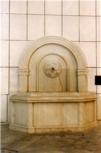 Carved Beige Travertine Fountaine