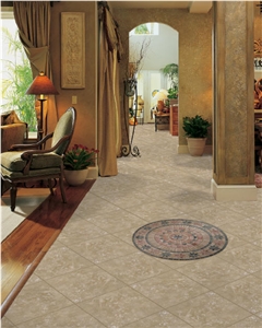 Travertine Giallo Floor Tiles - Medallion