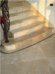 Burgundy Beige Limestone Stairs