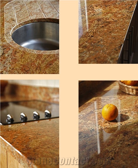 Madurai Gold Polished Granite Kitchen Counter Top