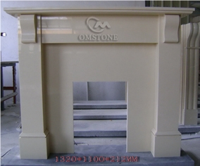 Beige Marble Fireplace Mantel