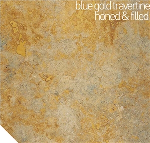 Bitlis Blue Gold Travertine - Honed & Filled, Turkey Yellow Travertine Slabs & Tiles