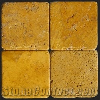 Yellow Travertine Tumbled Antique Tiles