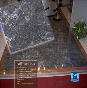 Balikesir Black Marble Tiles, Slabs