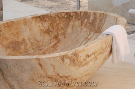 Gold Travertine Bath Tub