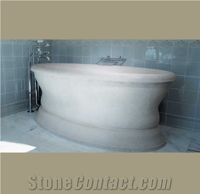 Keeley Bathtub - Cut Scagliola Stone, White Limestone