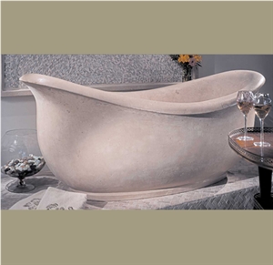 Lea Bathtub - Cut Limestone, Tuscano Clasico Beige Limestone Bath Tub