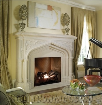 Notre Dame Mantel Scagliola Stone Beige Limestone Fireplace