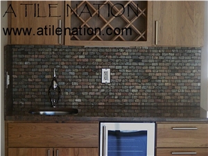 Granite Bar Top with Slate Tile Backsplash