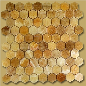 Hexagon Honey Onyx Mosaic