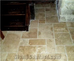 Walnut Travertine Floor Tile Pattern, Turkey Brown Travertine