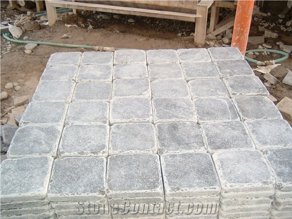 Limestone Cubestone, Cobblestone, Paverstone, China Blue Limestone Cobblestone