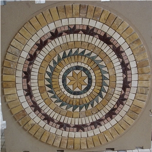 Travertine Rosette Mosaic Medallion