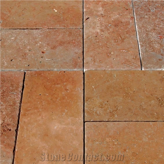 Arizona Red Travertine Tumbled tiles & slabs, tiles pattern, flooring tiles