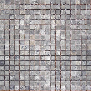 Silver Travertine Mosaic 1,5cm X 1,5cm, grey travertine mosaic