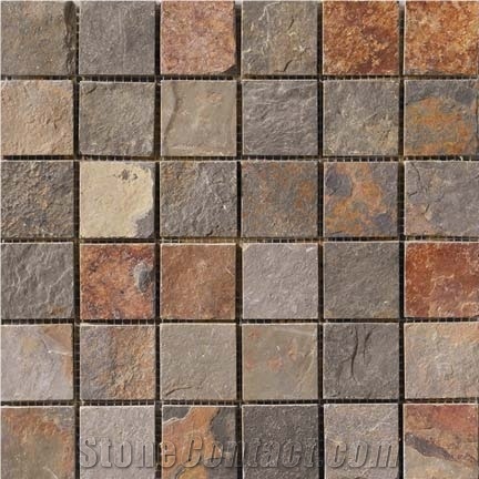 Slate 12" X 12" Square Stone Mosaic