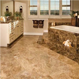 Bath Design - Polished Marble Flooring, Emperador Dark Brown Marble Bath Design