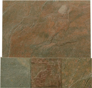 Copper Slate Slabs & Tiles, India Brown Slate