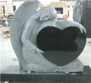 Black Granite Heart Monument,Angel Monument